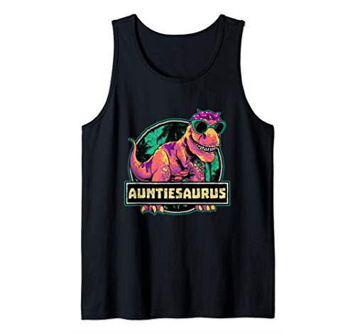 Auntiesaurus Shirt T rex Auntie Saurus Dinosaur Women Aunt Tank Top