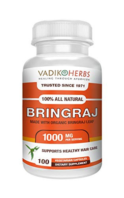 Vadik Herbs Bringraj Bhringraj  Eclipta erecta  Eclipta alba  Powder 100 Vegicaps  Promotes Healthy Hair Growth