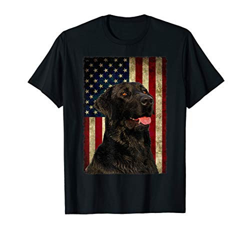 Black Labrador T Shirt Gift USA Flag Lab Owner Duck Hunter