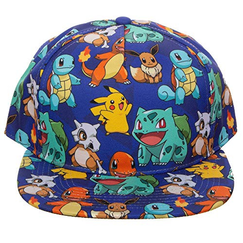 Pokemon The Original Starters Allover Print Snapback Cap Hat Licensed Blue Pokemon The Original Starters Allover Print Snapback Cap Hat Licensed Blue