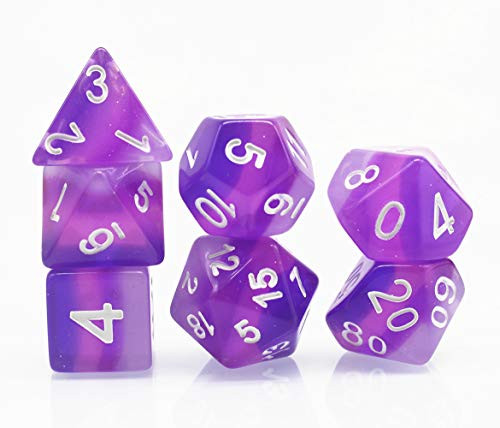 DND Dice Polyhedral 7-Die Dice Set for D&D Dungeons & Dragons Role Playing Gaming Four-Layer Color Purple dice