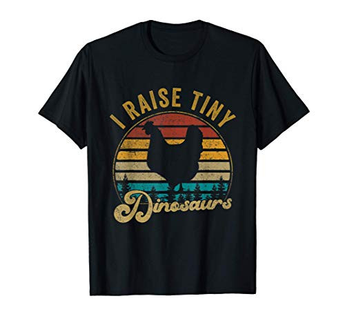 I Raise Tiny Dinosaurs Vintage Retro 70S Chicken Silhouette T-Shirt