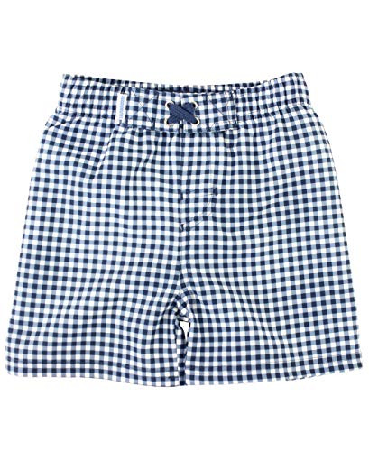 RuggedButts Baby Toddler Boys Navy Gingham Swim Trunks - 3-6m