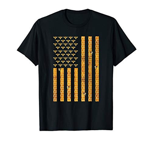 American Flag Honeycomb Honey Bees Beekeeping Beekeeper Gift T-Shirt American Flag Honeycomb Honey Bees Beekeeping Beekeeper Gift T-Shirt