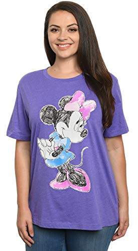 Disney Womens Plus Size T-Shirt Minnie Mouse Print  Heather Purple  3X
