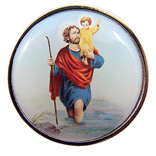 Religious Saint Christopher Pocket Medal with Prayer Back, 1 1/4 Inch