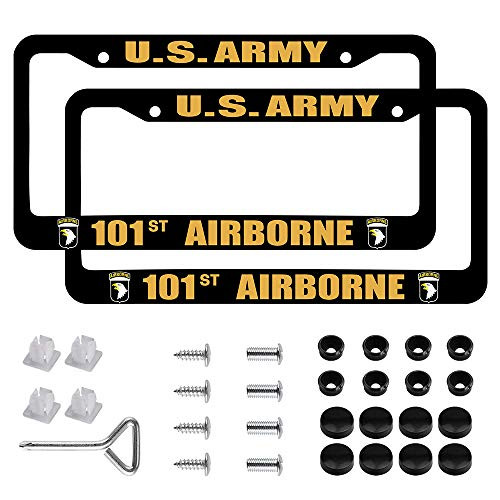 BOOM FASHION 2 PCS US 101st Airborne Division License Plate Frames Black Aluminum 101st Airborne Veteran License Plate Holder License Plate Protection with Screw Set BOOM FASHION 2 PCS US 101st Airborne Division License Plate Frames Black Aluminum 101st Airborne Veteran License Plate Holder License Plate Protection with Screw Set