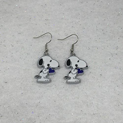 Peanuts Inspired Snoopy Purple Heart Earrings
