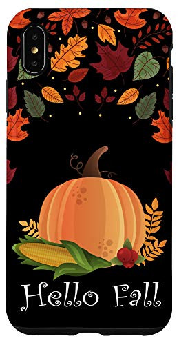 iPhone XS Max Hello Fall Pumpkin Halloween black Orange Leaves Case