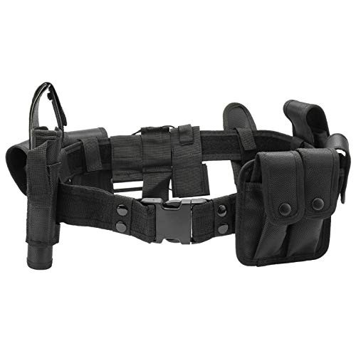 Sparkfire Black Law Enforcement Modular Equipment System Police Security Military Tactical Duty Utility Belt with 9 Components Pouches Bags Holster Gear