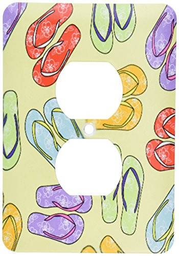 3dRose LLC lsp_77537_6 Colorful Flip Flop Print Yellow Background 2 Plug Outlet Cover