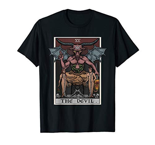 The Devil Tarot Card Baphomet Gothic Witch Occult Halloween T-Shirt