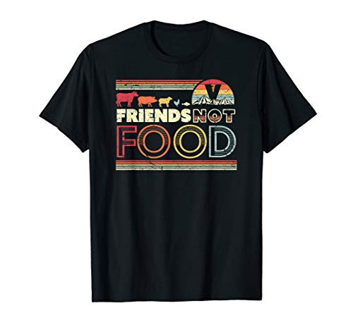 Friends Not Food Shirt. Retro Style Vegan  Vegetarian T-Shirt