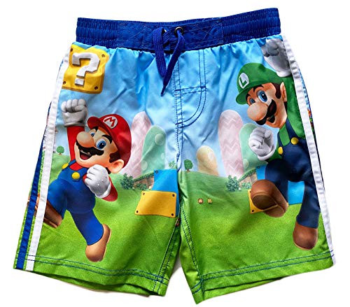 Mario Super Brothers Little Boys Swim Trunks  Royal Blue  6