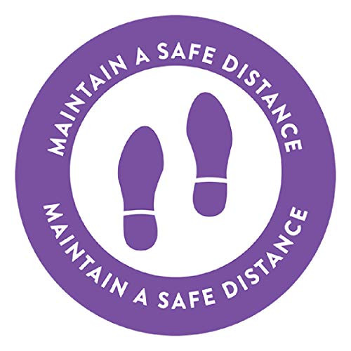 Andaz Press Social Distancing 6 Feet Apart Floor Stickers Maintain A Safe Distance  Royal Purple Social Distancing Business Signage Signs  50 Labels  10-Pack 8" Round Plus 40-Pack 2" Circle Vinyl Decals