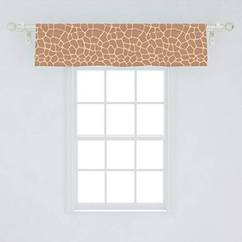 Lunarable Safari Window Valance  Ikat Style Inspired Coffee Tones of Giraffe Skin Animal Print Pattern  Curtain Valance for Kitchen Bedroom Decor with Rod Pocket  54" X 12"  Beige