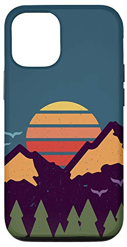 iPhone 12 12 Pro Hiking Retro Sunset Mountain Hiker Case