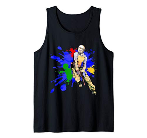 Paintball Player Paintball Gun Glasses Splattered Paint Gift Tank Top