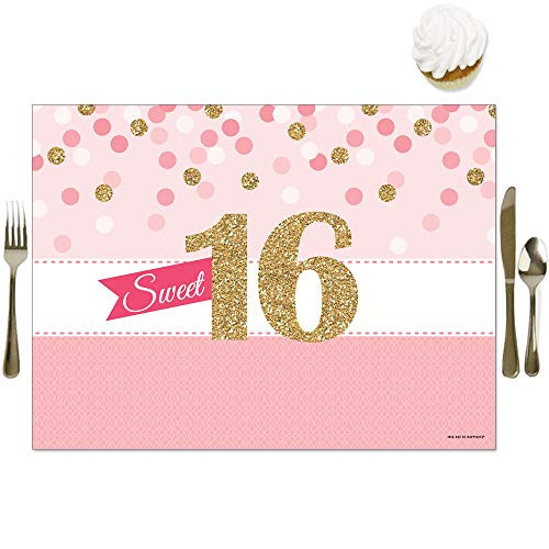Big Dot of Happiness Sweet 16 - Party Table Decorations - 16th Birthday Party Placemats - Set of 16 Big Dot of Happiness Sweet 16 - Party Table Decorations - 16th Birthday Party Placemats - Set of 16