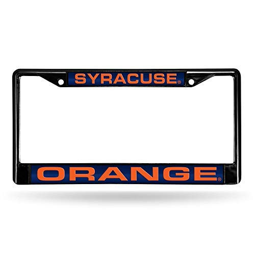 NCAA Rico Industries Laser Cut Inlaid Standard Chrome License Plate Frame  Syracuse Orange
