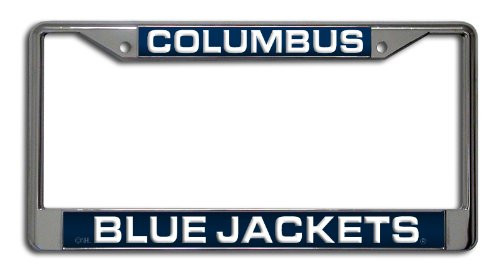 Rico Industries NHL Columbus Blue Jackets Laser Cut Inlaid Standard Chrome License Plate Frame