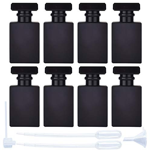 8 Pcs 30ml Empty Perfume Bottle Atomizer Perfume Spray Bottle Fine Mist Spray Bottles Composed of a Glass Bottle  a Black Acrylic Cap  And a Silver Sprayer  Black