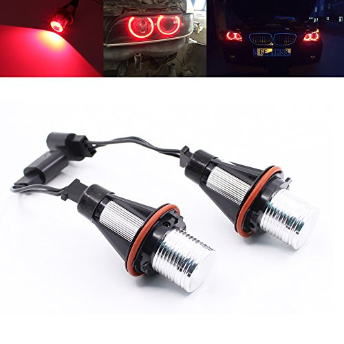 Paision 2Pcs Red LED Angel Eyes Halo Ring Marker Bulbs Error Free for BMW 5 6 7 Series E39 E60 E63 E64 E65 E66 E83 M5 X3 X5 E53