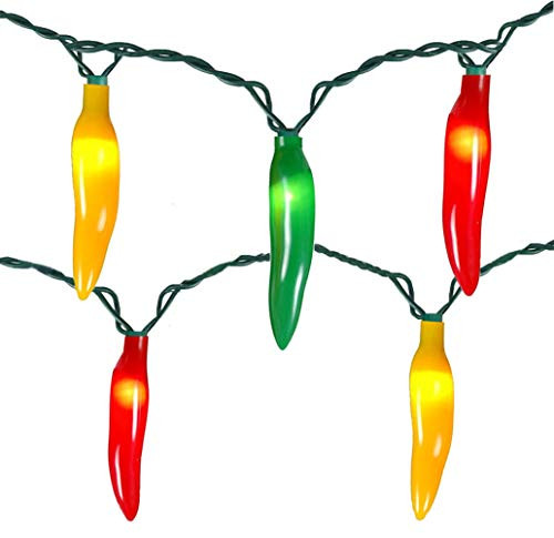 Chili Pepper String Lights  13.6FT Chili Pepper Light String with 35 Multicolor Chili Pepper  UL Listed Warm White Chili Pepper Lights for Outdoor Indoor Garden Patio Christmas Decor  Green Wire