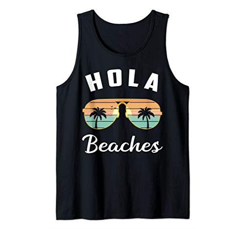 Hola Beaches Sunglasses Funny Beach Hawaiian Vacation Summer Tank Top