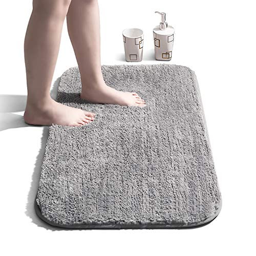 Bathroom Rug Non Slip Bath Mat for Bathroom Water Absorbent Soft Microfiber Shaggy Bathroom Mat Machine Washable Bath Rug for Bathroom Thick Plush Rugs for Shower - Grey  20"x32" Bathroom Rug Non Slip Bath Mat for Bathroom Water Absorbent Soft Microfiber Shaggy Bathroom Mat Machine Washable Bath Rug for Bathroom Thick Plush Rugs for Shower - Grey  20"x32"