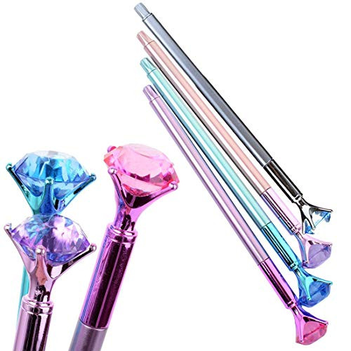 queenland 8 Pack Newest Big Diamond Crystal Gel Pen Set Blue Ink Ballpoint Pen with 0.5 MM Point Gel Ink Rollerball Pen Kit for Writing Kids Student Gift Stationery School Office Supplies