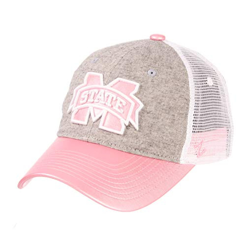 NCAA Zephyr Mississippi State Bulldogs womens Sasha Relaxed Hat  Adjustable  White Pink Grey