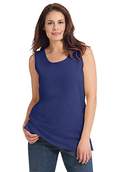 Woman Within Women's Plus Size Perfect Scoop-Neck Tank Top - 3X  Ultra Blue