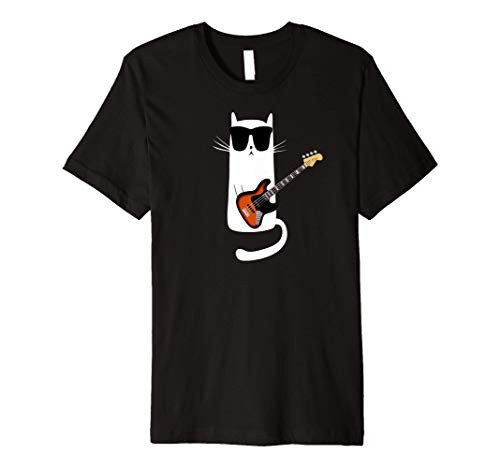 Funny Cat Wearing Sunglasses Playing Bass Guitar Premium T-Shirt Funny Cat Wearing Sunglasses Playing Bass Guitar Premium T-Shirt