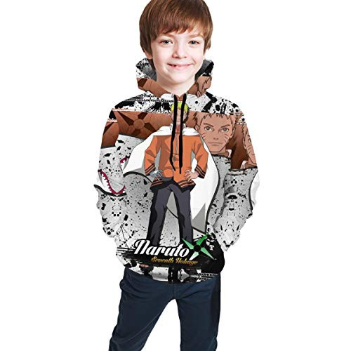 LMHBLTOP Naruto Boys and Girls Hoodie  Teen 3D Printing Hooded Pullover 14-16 Years Black