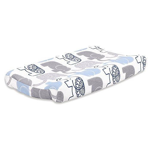 Little Peanut Grey and Blue Elephant Baby Changing Pad Cover by The Peanut Shell
