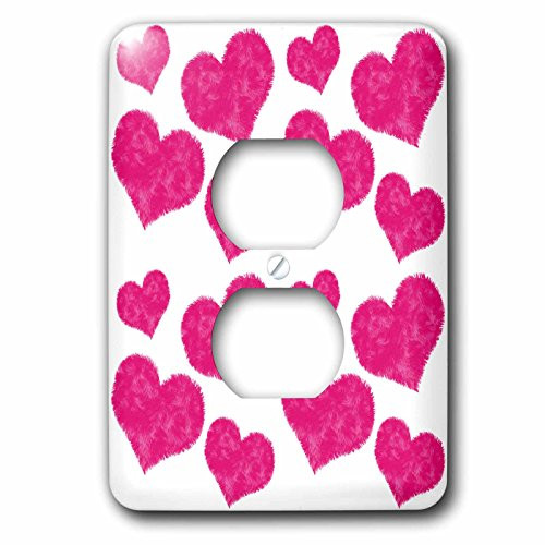 3dRose lsp_77741_6"Cute Fuzzy Pink Valentine Hearts Pattern" Plug Outlet Cover