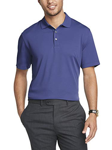 Van Heusen Men's Short Sleeve Air Performance Ottoman Stripe Polo Shirt  Crisp Blue  X-Large