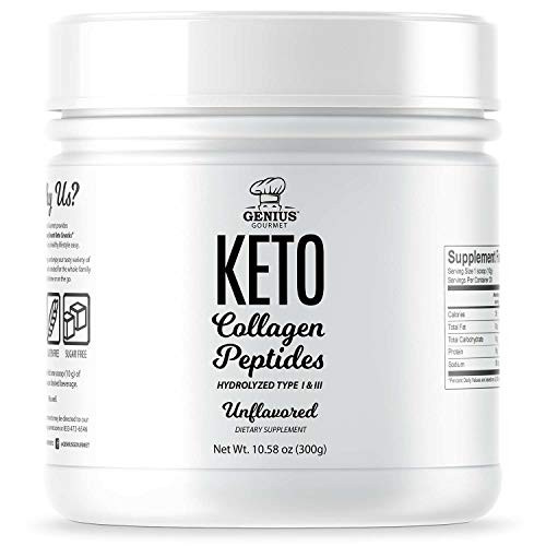 Genius Gourmet Keto Collagen Peptides - Hydrolyzed Collagen Type I and III Grass-Fed Peptides Gluten-Free Sugar-Free Unflavored 30 Servings Genius Gourmet Keto Collagen Peptides - Hydrolyzed Collagen Type I and III Grass-Fed Peptides Gluten-Free Sugar-Free Unflavored 30 Servings
