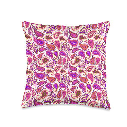 Grandma's Graphics Purple and Pink Paisley Throw Pillow  16x16  Multicolor