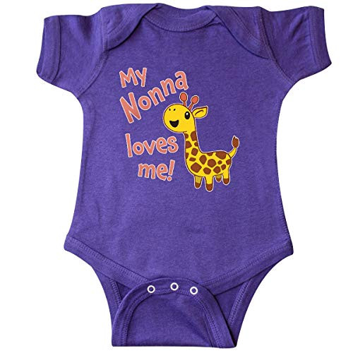 inktastic My Nonna Loves Me- Cute Giraffe Infant Creeper 18 Months Purple