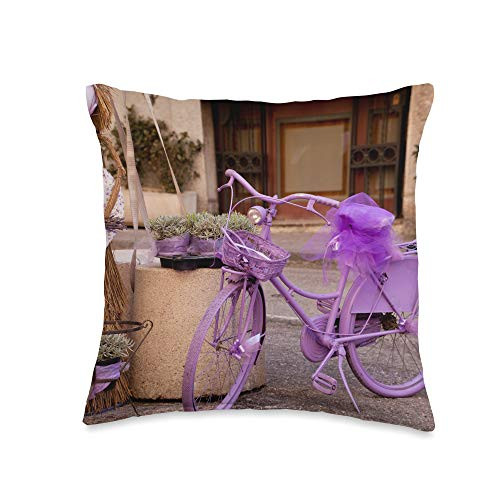 Home Sweet Home Designs Purple Bike Ride Throw Pillow  16x16  Multicolor