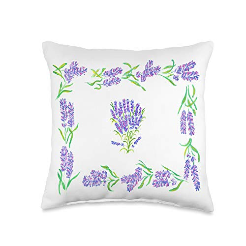 Lavender Floral Flower Pattern Design Gifts Beautiful Lavender Purple Flowers Pattern Stylish Floral Throw Pillow  16x16  Multicolor