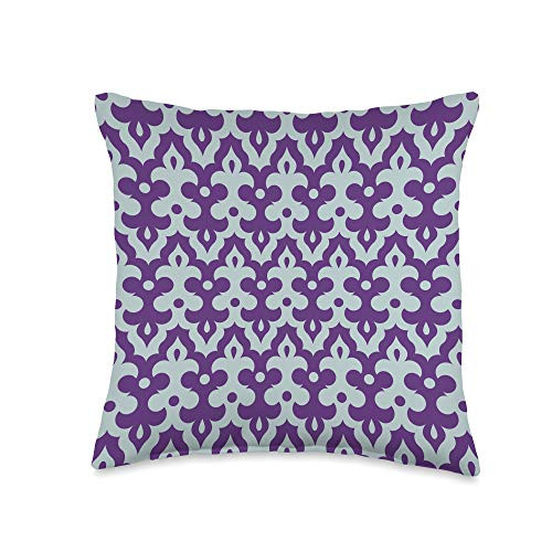 Home Decor Gifts Vintage Purple Blue Victorian East Asian Throw Pillow  16x16  Multicolor