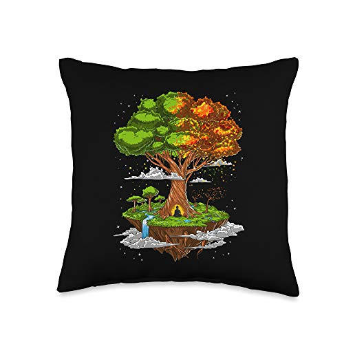 Green Fantasy Clothing Buddha Tree Of Life Zen Yoga Meditation Spiritual Buddhist Throw Pillow  16x16  Multicolor