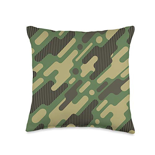 Military Camouflage pattern gift Green Camo Pattern Military Veteran Hunting Camouflage Gift Throw Pillow  16x16  Multicolor