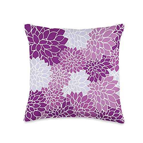 Hooplada Purple Flower Throw Pillow  16x16  Multicolor