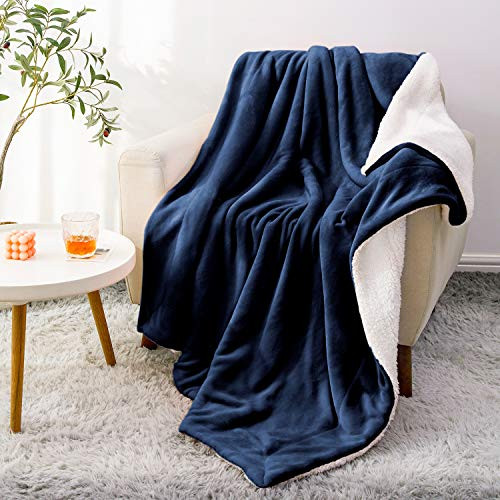 BEDELITE Sherpa Fleece Throw Blankets Navy Blue Throw Blanket for Couch and Bed Super Soft Plush Microfiber Fuzzy Blanket Velvet Plush Wool Like Warm Blankets for Winter BEDELITE Sherpa Fleece Throw Blankets Navy Blue Throw Blanket for Couch and Bed Super Soft Plush Microfiber Fuzzy Blanket Velvet Plush Wool Like Warm Blankets for Winter