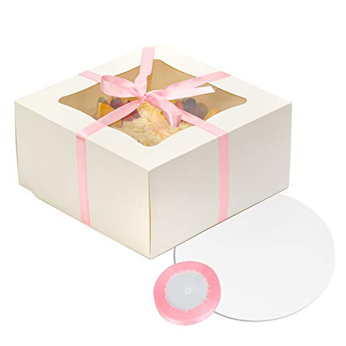 Cake Bakery Boxes with PET Window 10x10x5 Inches and 10 Inch Cake Boards for Cakes Pastries Cookies Pie 10 Sets White Cake Bakery Boxes with PET Window 10x10x5 Inches and 10 Inch Cake Boards for Cakes Pastries Cookies Pie 10 Sets White