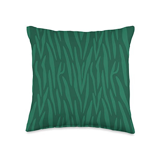 Grey  and  Gold Publishing Dark Emerald Green Zebra Print Animal AEW029 Throw Pillow  16x16  Multicolor